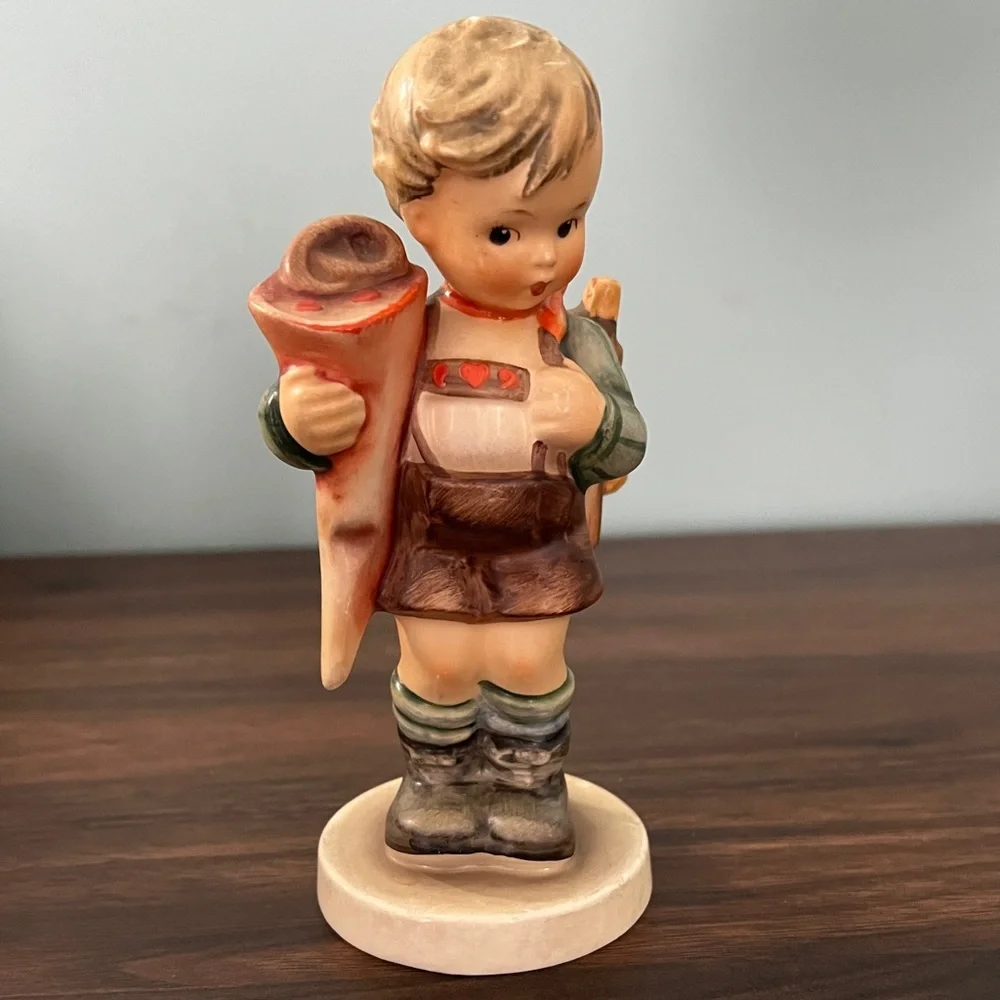 Charming Boy Figurine, little scholar with Backpack